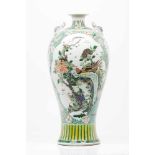Chinese porcelain"Meiping" shapePolychrome decoration with Famille Verte enamels with cartouches