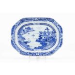 An octagonal trayChinese export porcelainCentral blue riverscape decorationQianlong reign (1736-