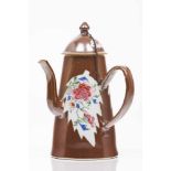 A chocolate potChinese export porcelainChocolate coloured decoration of "Famille Rose"