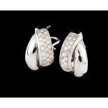 A pair of earringsGoldTwo interlaced loops set with small brilliant cut diamondsOporto hallmark,