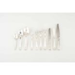 A part Christofle cutlery set, Atlas model11 meat knives, 14 meat forks, 7 soup spoons, 12 fish