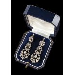 A pair of earrings19th/20th century silver and goldRomantic decoration set with antique brilliant