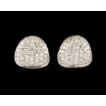 A pair of earringsGoldHalf oval shaped set in pine cone with small brilliant cut diamondsLisbon