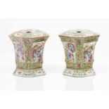 A pair of flower potsChinese export porcelainPolychrome "Famille Rose" enamels decoration "