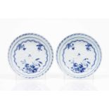 A pair of strawberry platesChinese export porcelainFloral and foliage blue decorationQianlong