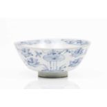 A Kraak bowlChinese porcelainBlue underglaze porcelain of floral decorationWanli reign (1573-1620)