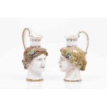 A pair of small vasesPolychrome and gilt Capodimonte porcelain, with female bust and grapesMarked