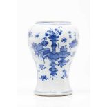 A potChinese porcelainBlue underglaze decoration with precious objectsQing dynasty(shortened neck)