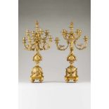 A pair of Napoleon III nine branch candelabraGilt bronzeDecoration of Rocaille motifs and foliage