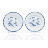 A pair of platesChinese export porcelainFloral blue underglaze decorationQianlong reign (1736-