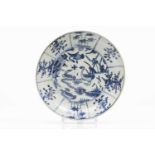 A plateChinese porcelainBlue underglaze decoration of landscape with ducksRim with floral