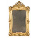 A Louis XV style wall mirrorCarved and gilt woodTop with flower and foliage decoration with