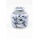 A ginger jarChinese porcelainBlue underglaze decoration with riverscapeMing dynasty, 17th century(