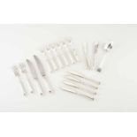 A part cutlery setPortuguese silver12 soup spoons, 12 knives and 12 meat forks, 6 knives and fish