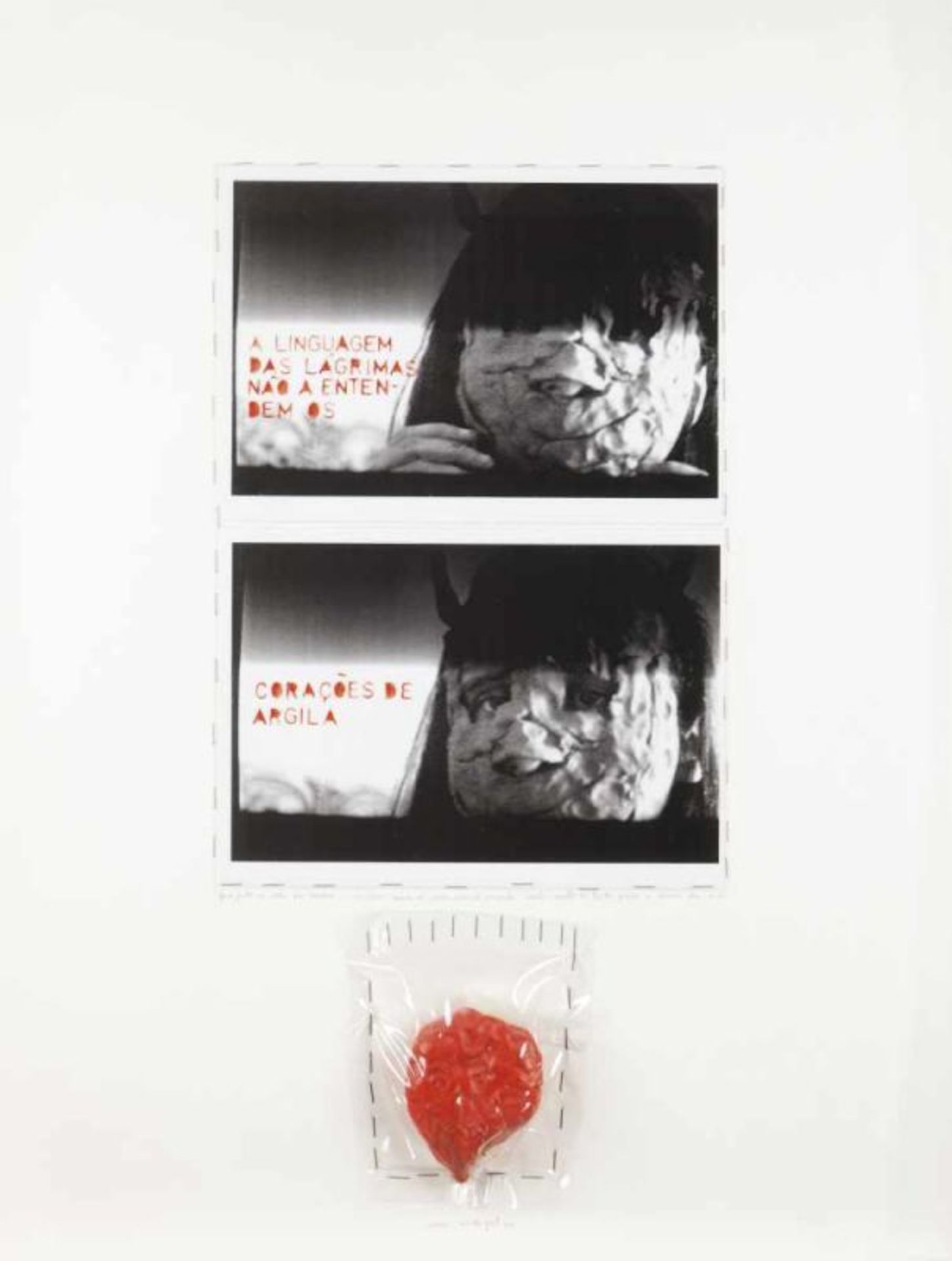 Ana Vidigal (n. 1960)UntitledVideo frames, pen, staples, plastics and plasticine on paperSigned