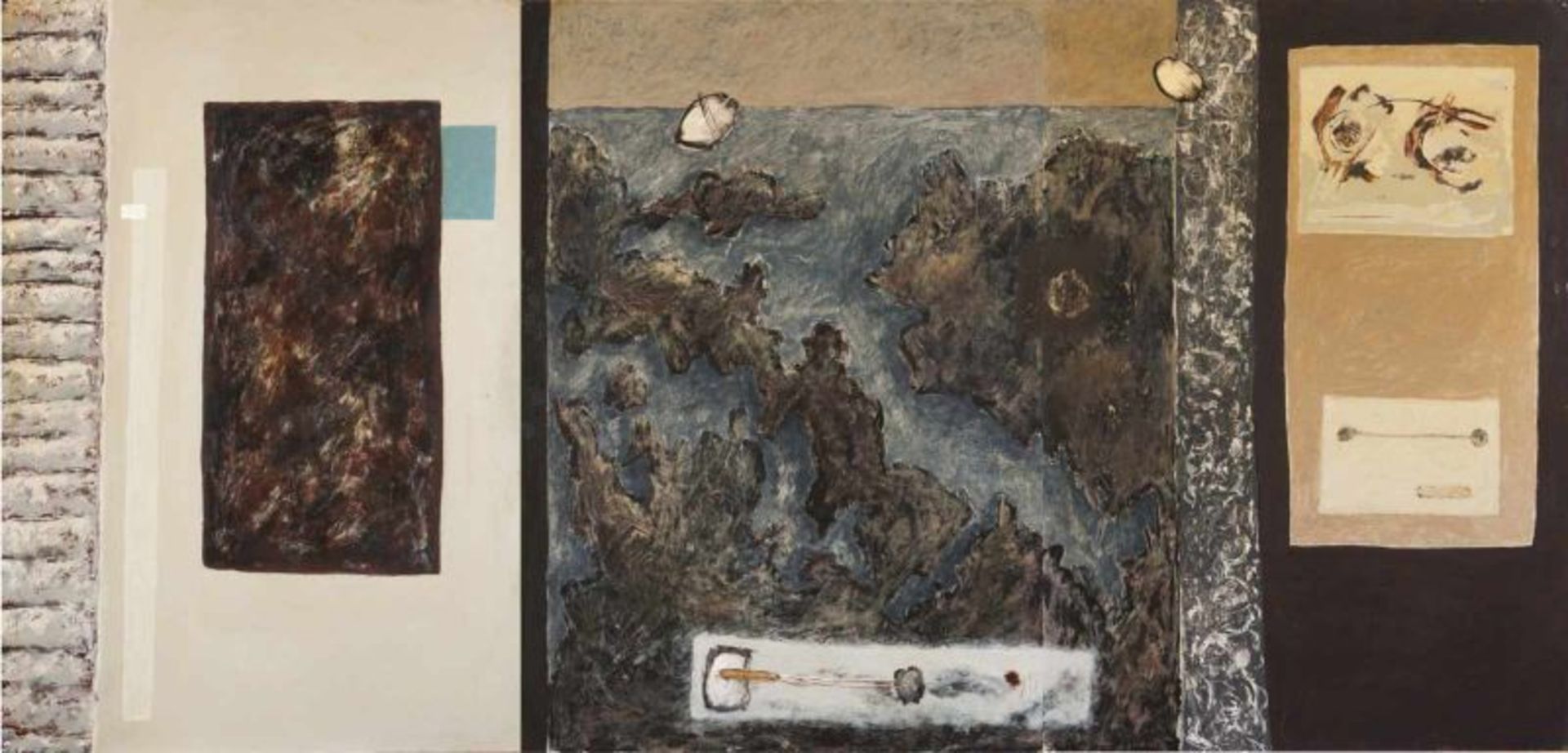 João Jacinto (n. 1966)UntitledTriptychAcrylic enamel on cardboard laid on panelSigned and dated 86