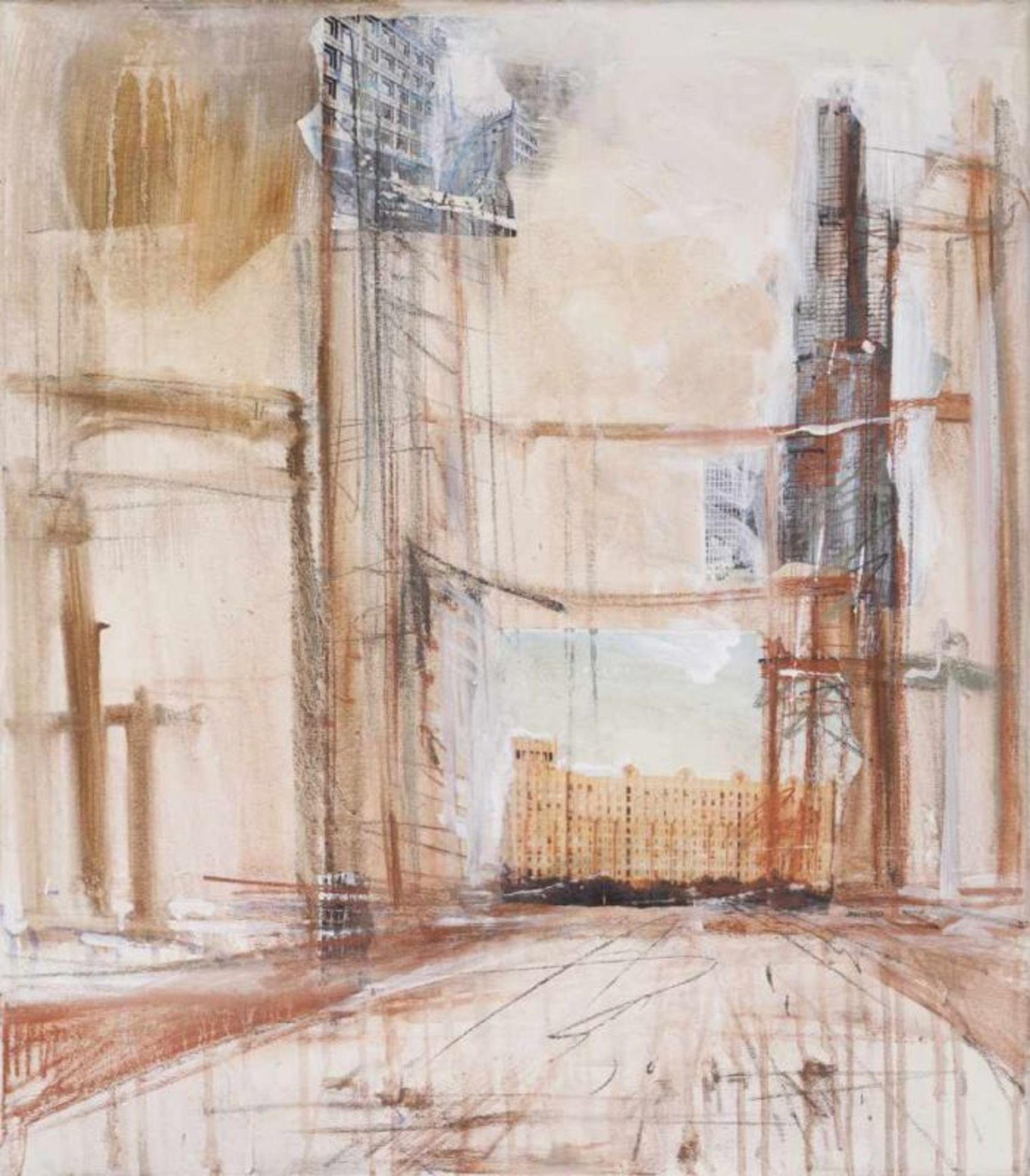 Valery Koshlyakov (n. 1962)"Ein Version der Stadt"Mixed media on canvasSigned and dated 2003 on