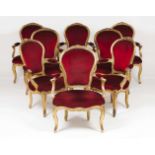 A set of eight Louis XVI style fauteuils