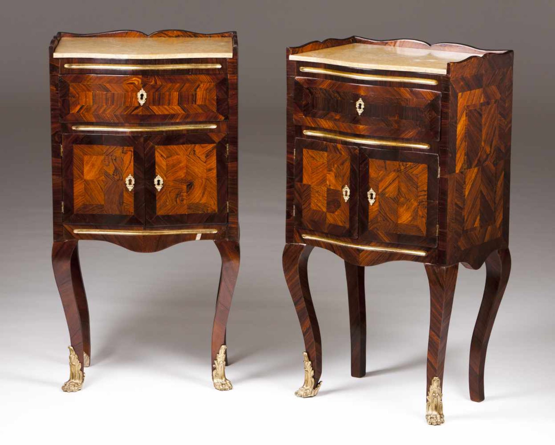 A pair of Louis XV bedside tables