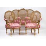 A pair of Louis XVI style fauteuils
