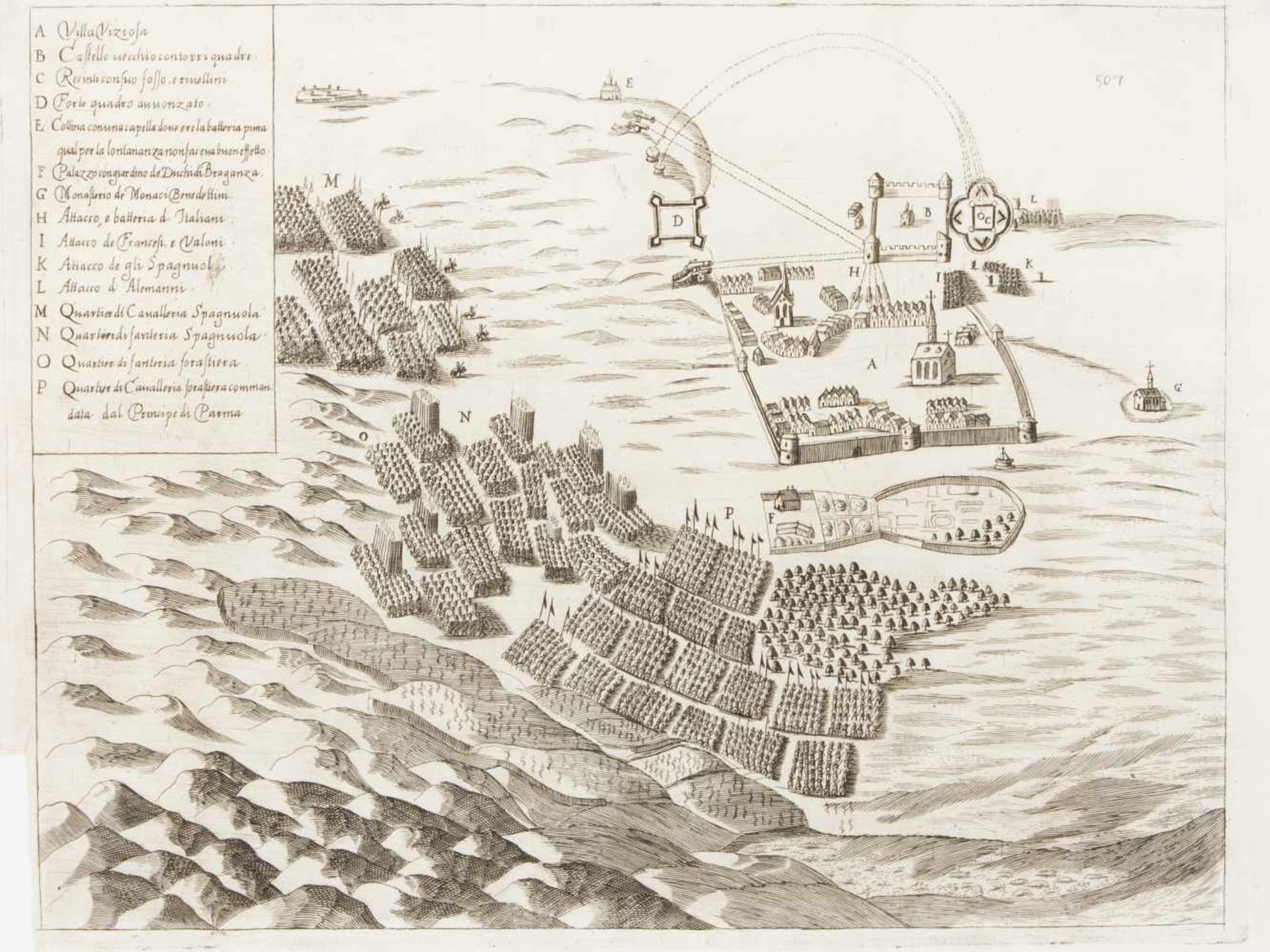 A two print set depicting a Restoration War Battle and a portrait of King D. Pedro - Image 2 of 3