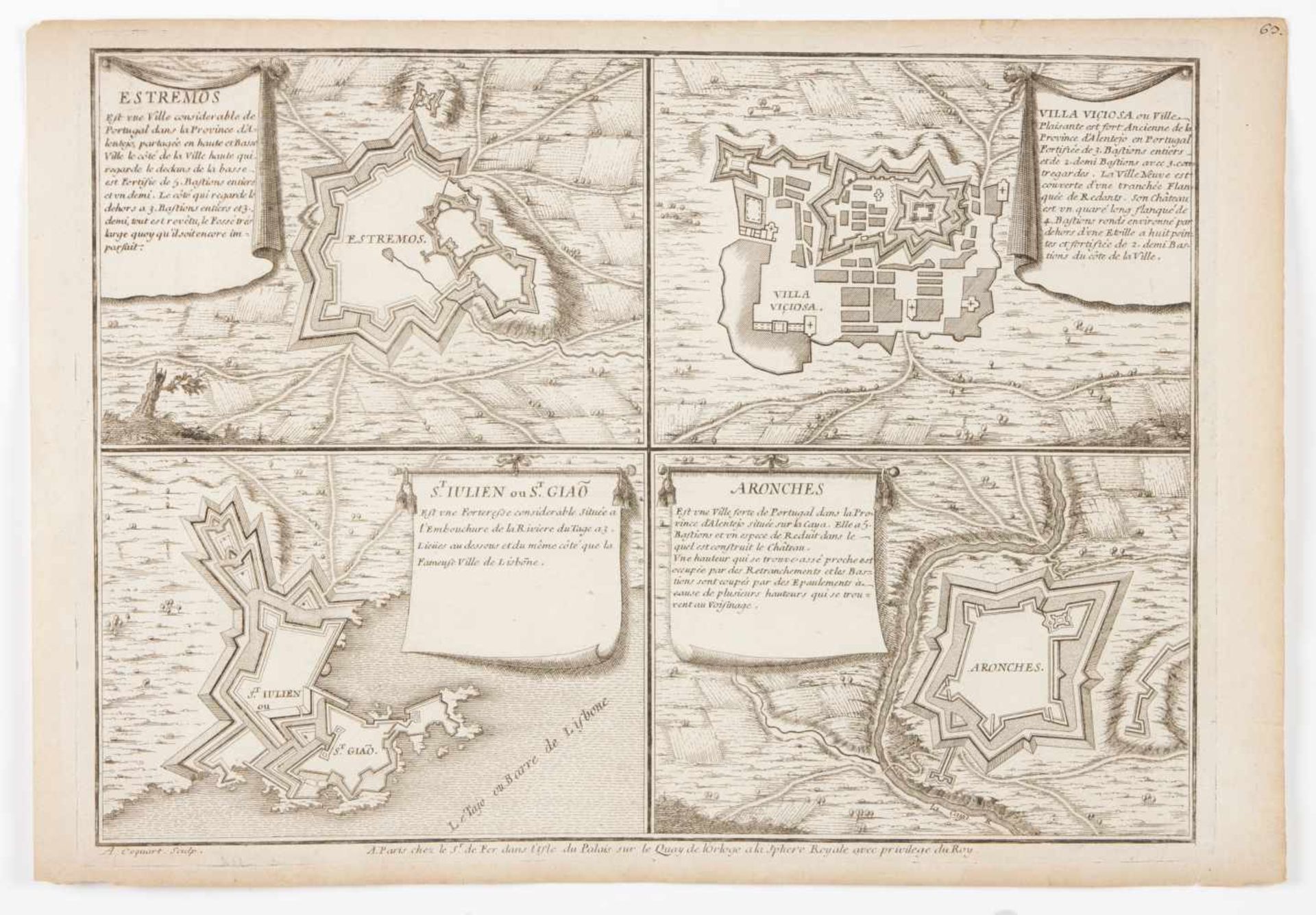 Set of two engravings with fortifications