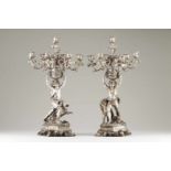 A pair of seven light candelabra