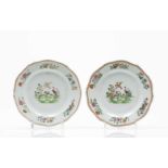 A pair of scalloped plates