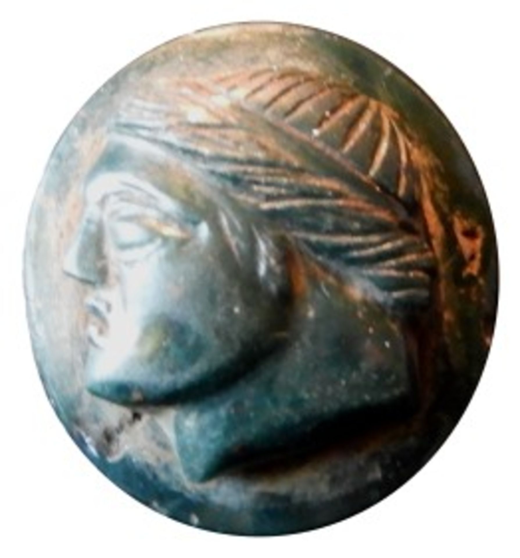 Camée représentant un portrait masculin. jaspe vert. - Art romain. I-IIès ap J. [...]