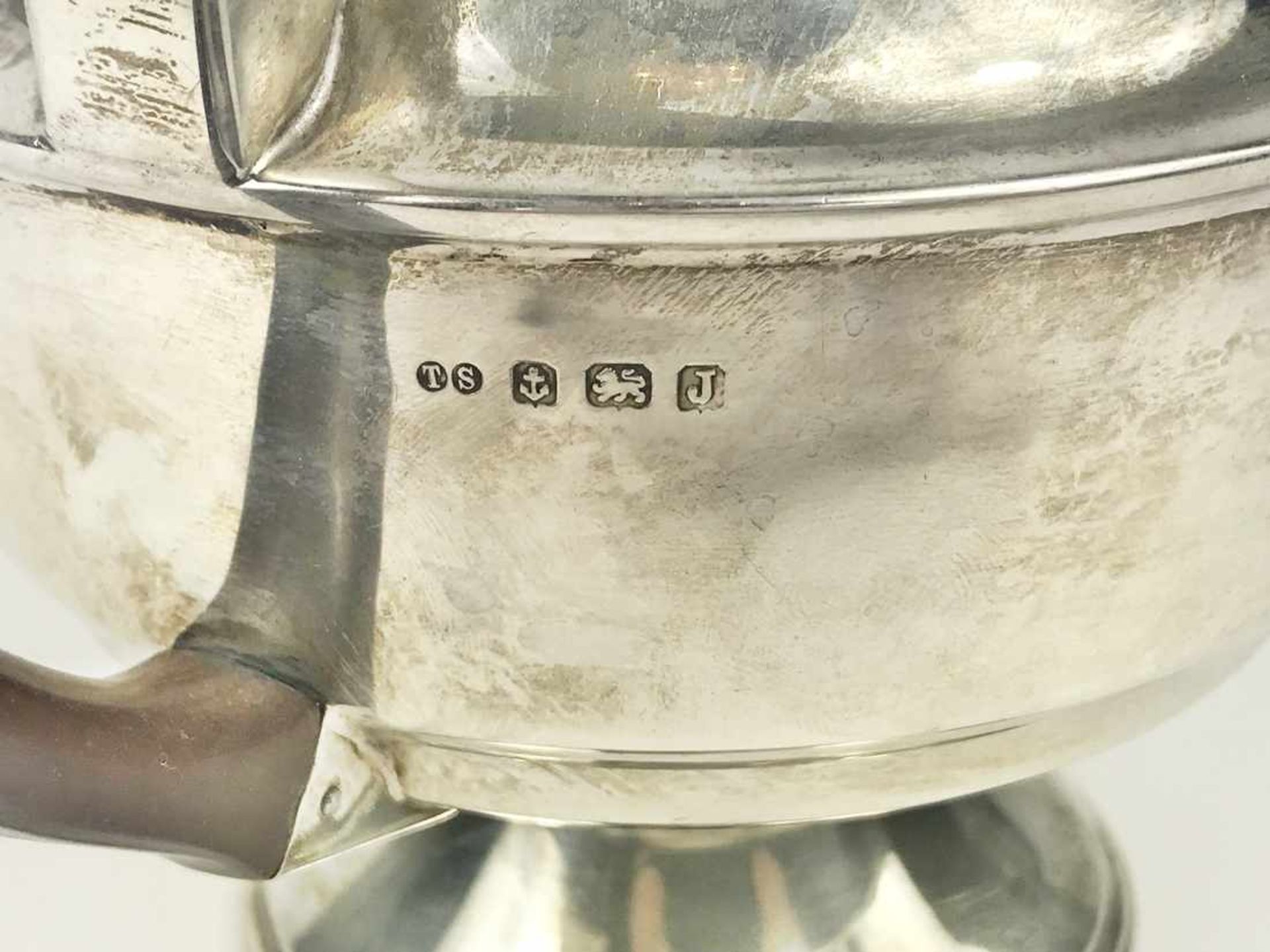 ART DECO Teekanne mit Bakelitgriff und Bakelitknauf; Gewicht: 424,0 g, Maße ca.: Breite 26,5 cm, - Bild 5 aus 21