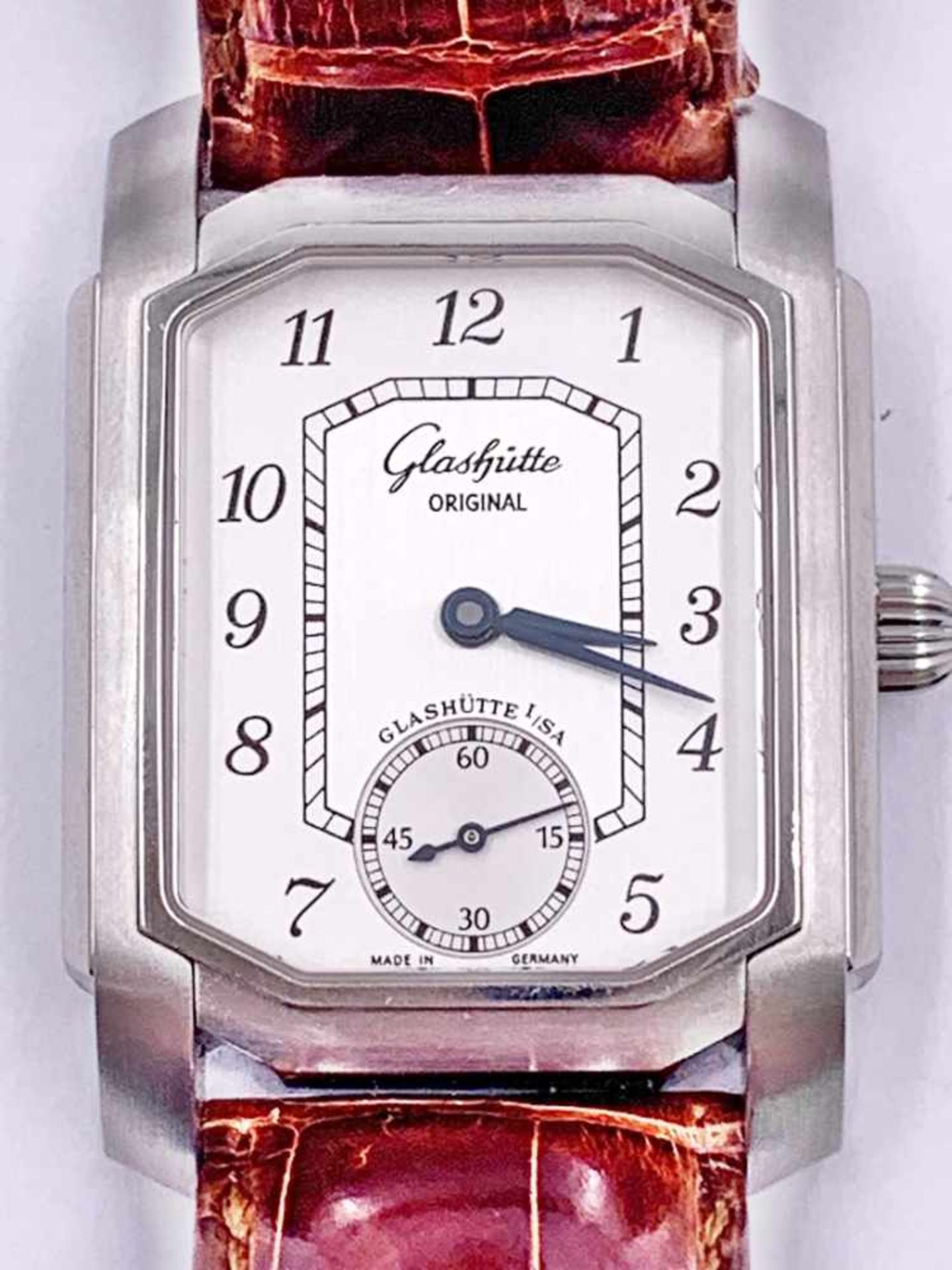 GLASHÜTTE Herrenarmbanduhr KARREE Nr. 362, Stahl, Handaufzug; Maße ca.: 30,7 x 34,1 mm (ca. 41,8 - Bild 3 aus 21