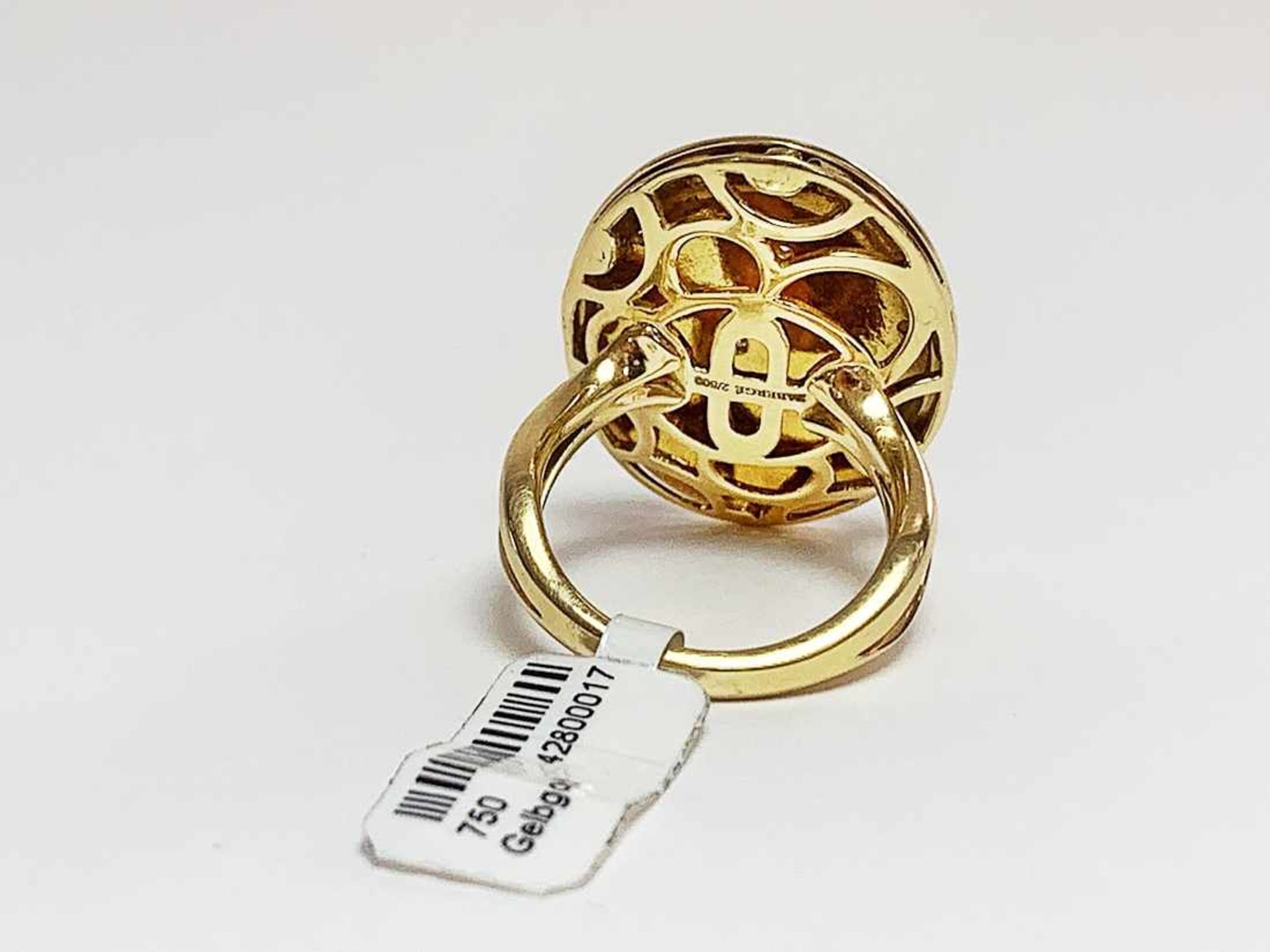 FABERGÉ Ring, limitiert: 3/500, 750 GG / 13,0 g, Emaille, 10 Brillanten ca. 0,10 ct TW vsi; RG: - Bild 3 aus 4