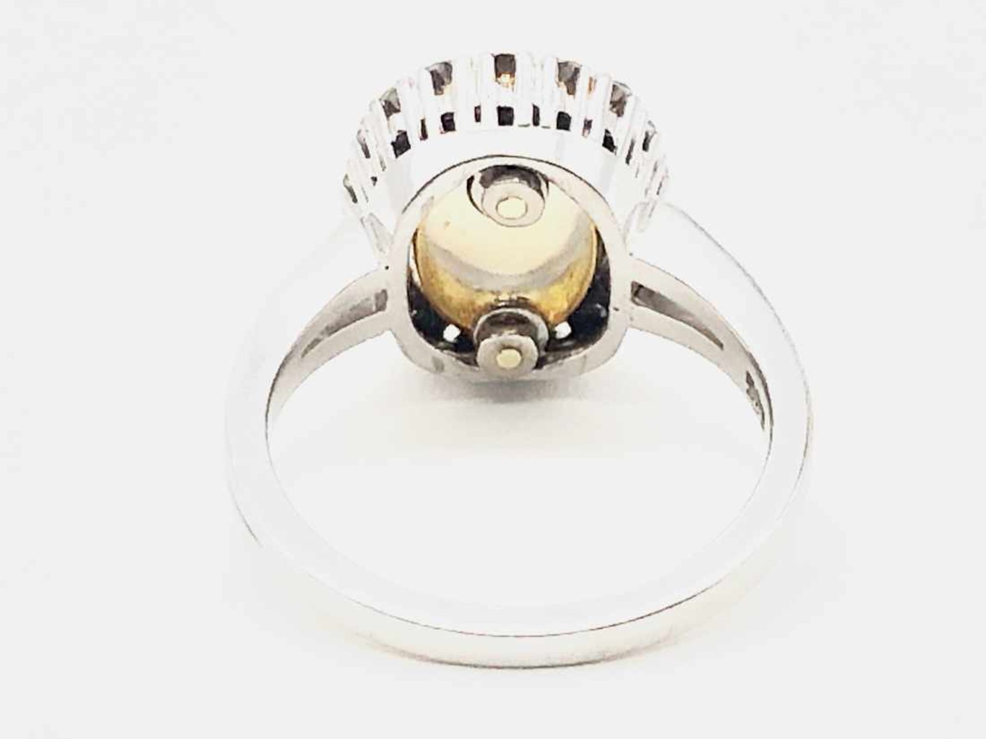 Ring 585 WG/GG / 8,1 g, 1 Mondstein ca 10,6 x 8,0 mm, 18 Brillanten ca. 0,75 ct W si; RG: ca. 59 - Bild 7 aus 7