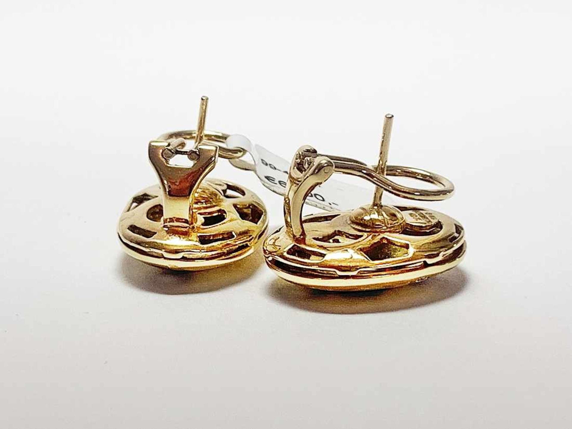 FABERGÉ Ohrstecker-Clips, limitiert: 3/500, 750 GG / 13,0 g, Emaille, 10 Brillanten ca. 0,10 ct TW - Bild 5 aus 7