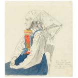 Ludwig Emil Grimm (Hanau 1790 – 1863 Kassel)„Frau in Tracht aus Orferode“. 1825Bleistift,