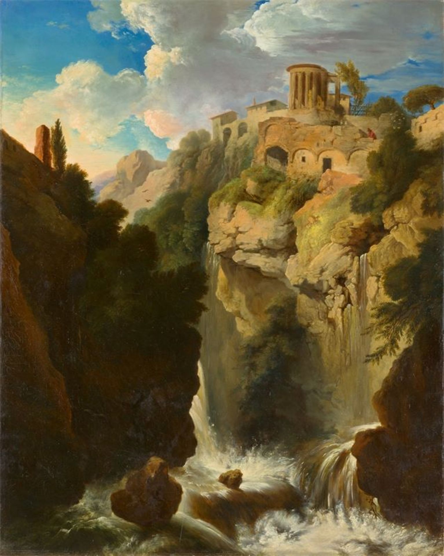 Deutsch, um 1820 ()Der Sibyllentempel in Tivoli. Öl auf Leinwand. 109 × 87 cm ( 42 ⅞ × 34 ¼ in.).