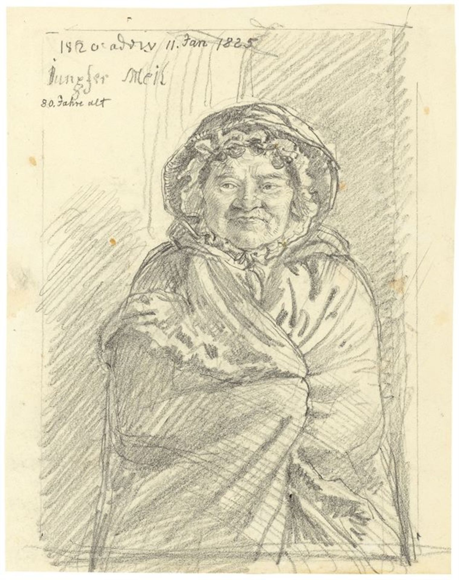 Ludwig Emil Grimm (Hanau 1790 – 1863 Kassel)„Jungfer Meil“. 1825Bleistift auf Papier. 16,5 × 13 cm (