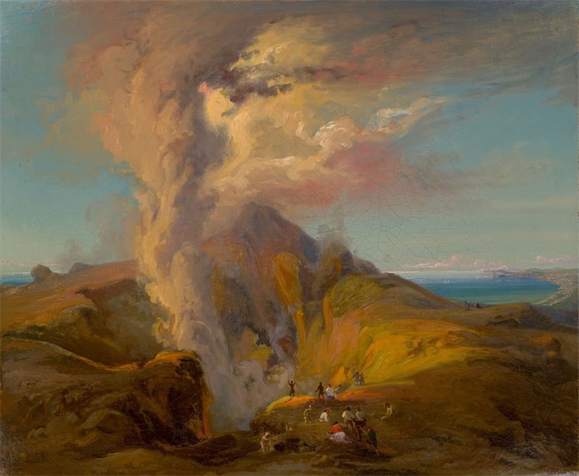 Pasquale Mattej (Formia 1813 – 1879 Neapel)Aufstieg zum Krater des Vesuvs. Um 1850Öl auf Leinwand.