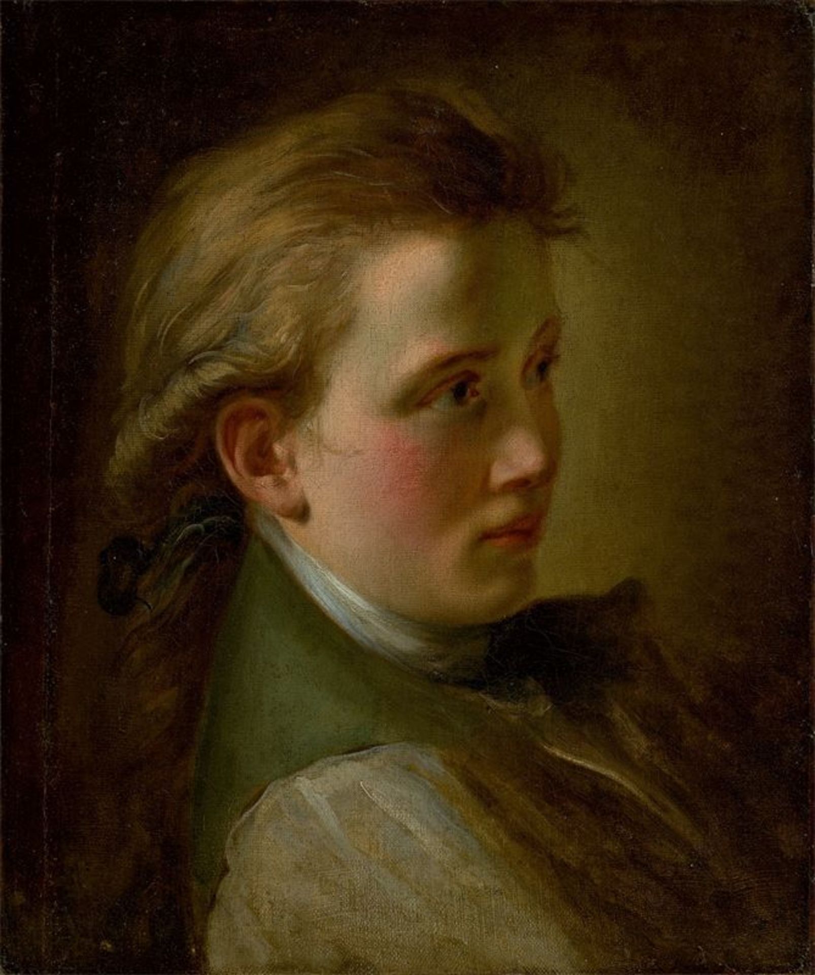 Deutsch, um 1800 ()Porträt eines Jünglings. Öl auf Leinwand. Doubliert. 45,5 × 38 cm ( 17 ⅞ × 15