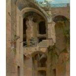 Französisch, um 1840 ()Besichtigung des Kolosseums in Rom. 1829 (?)Öl auf Leinwand auf Pappe. 48 ×