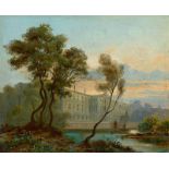 Deutsch, um 1840/50 ()Schloss Schönhausen an der Elbe. Öl auf Leinwand. 24 × 29 cm ( 9 ½ × 11 ⅜