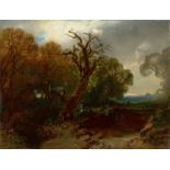 Charles Hoguet (1821 – Berlin – 1870)Rast am Waldrand. 1858 (?)Öl auf Leinwand. 31,5 × 41,5 cm (