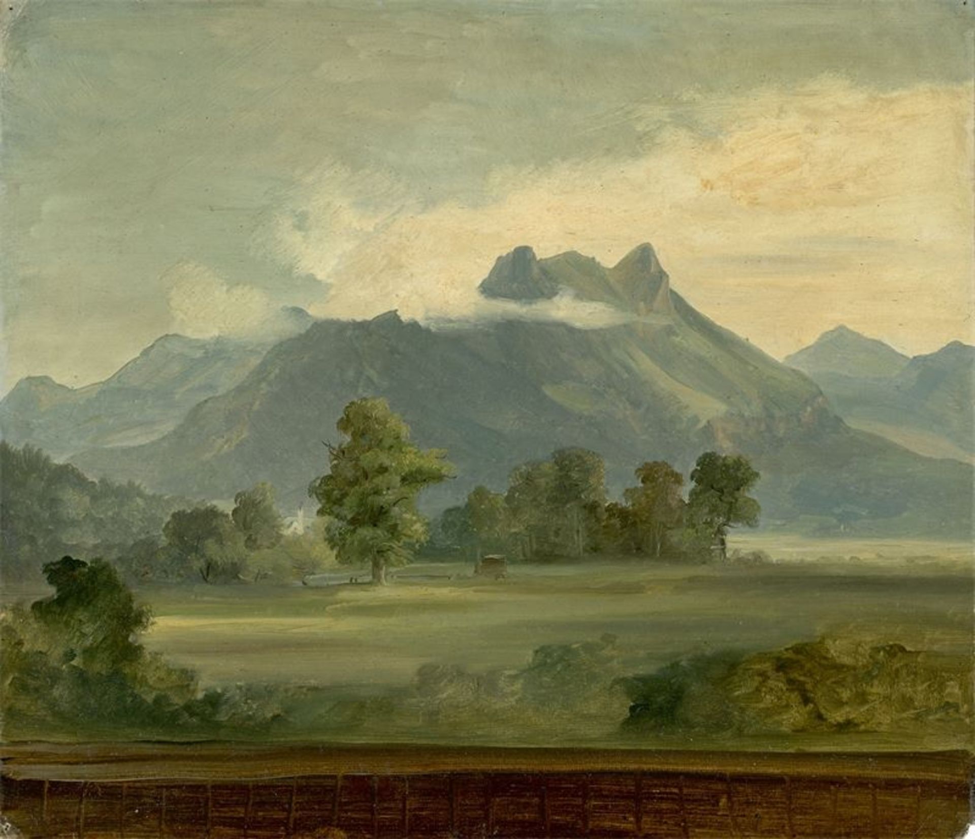 Friedrich Wasmann (Hamburg 1805 – 1886 Meran)Wolken über einem Gebirge in Tirol. 1832Öl auf Velin.