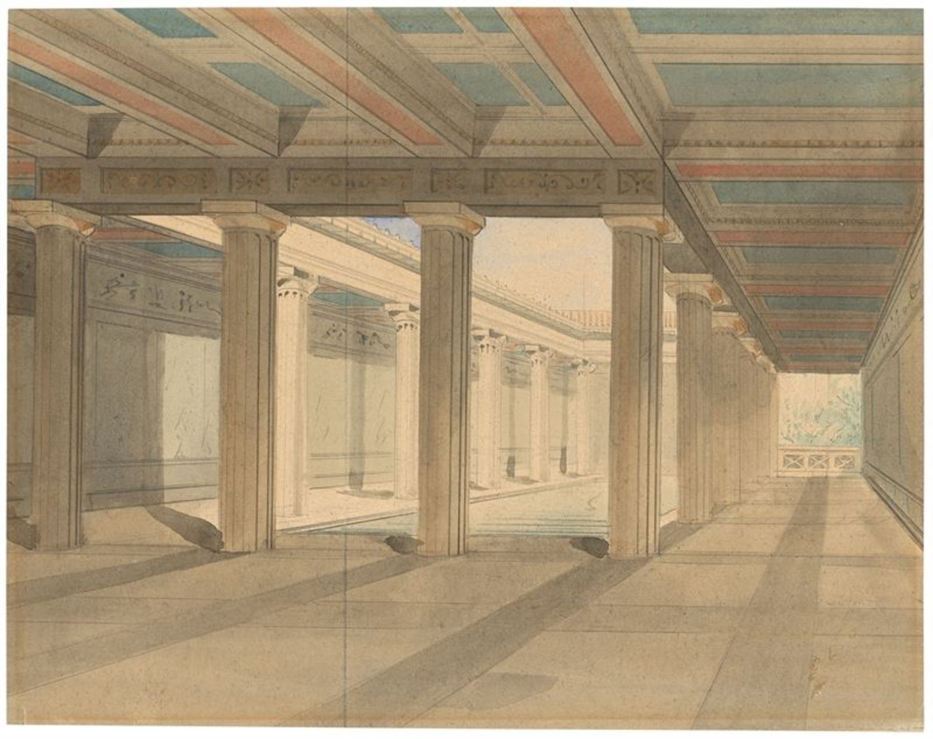 Nach Karl Friedrich Schinkel (Neuruppin 1781 – 1841 Berlin)Entwurf für das Große Atrium in Schloss