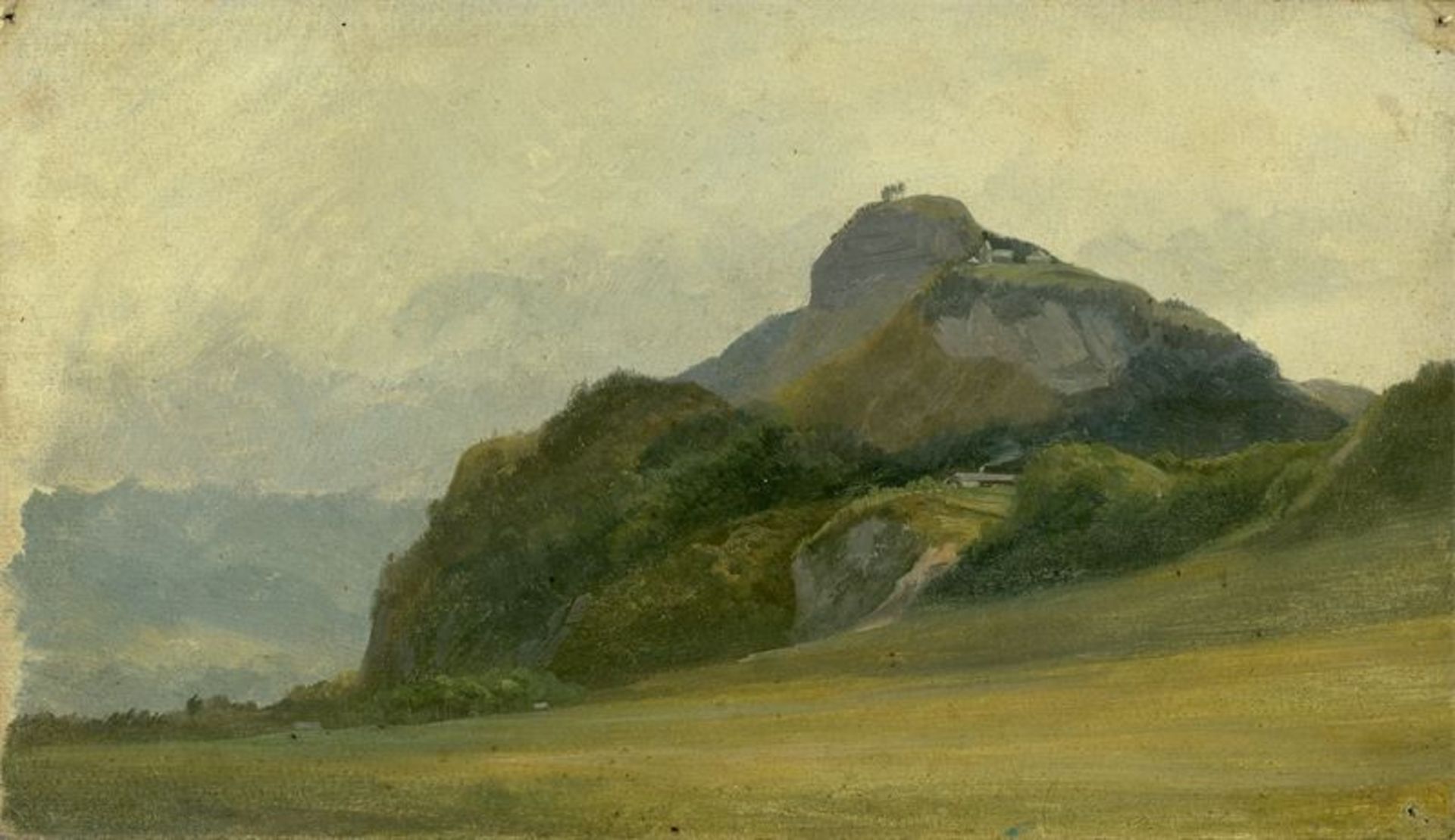Friedrich Wasmann (Hamburg 1805 – 1886 Meran)Berg in Tirol. 1832Öl auf Velin. 16,4 × 28,2 cm ( 6 ½ ×