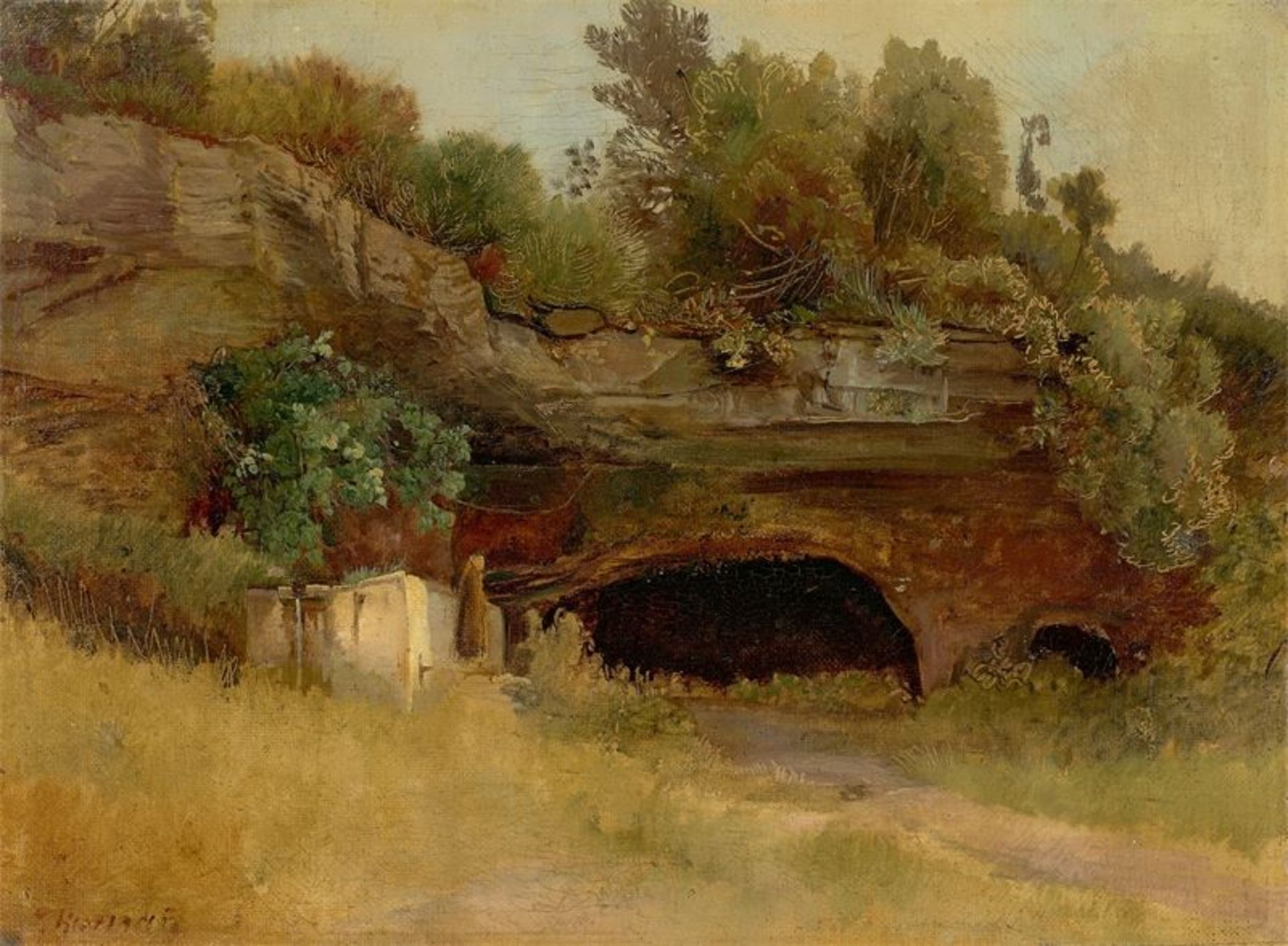 Gottlieb Biermann (1824 – Berlin – 1908)Studie aus Sizilien. Um 1853Öl auf Leinwand auf Pappe. 36,