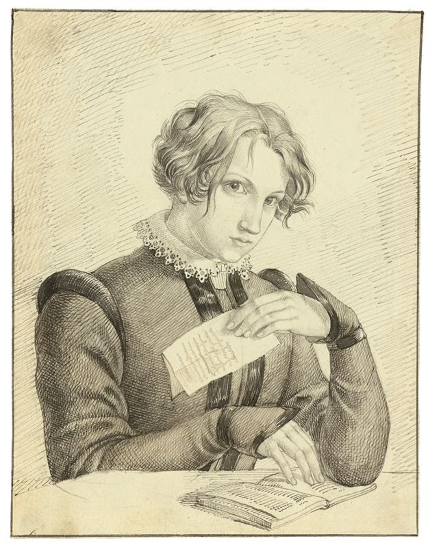 Carl Philipp Fohr (Heidelberg 1795 – 1818 Rom)„Bildnis Ludwig Sigismund Ruhl“. 1816Feder in