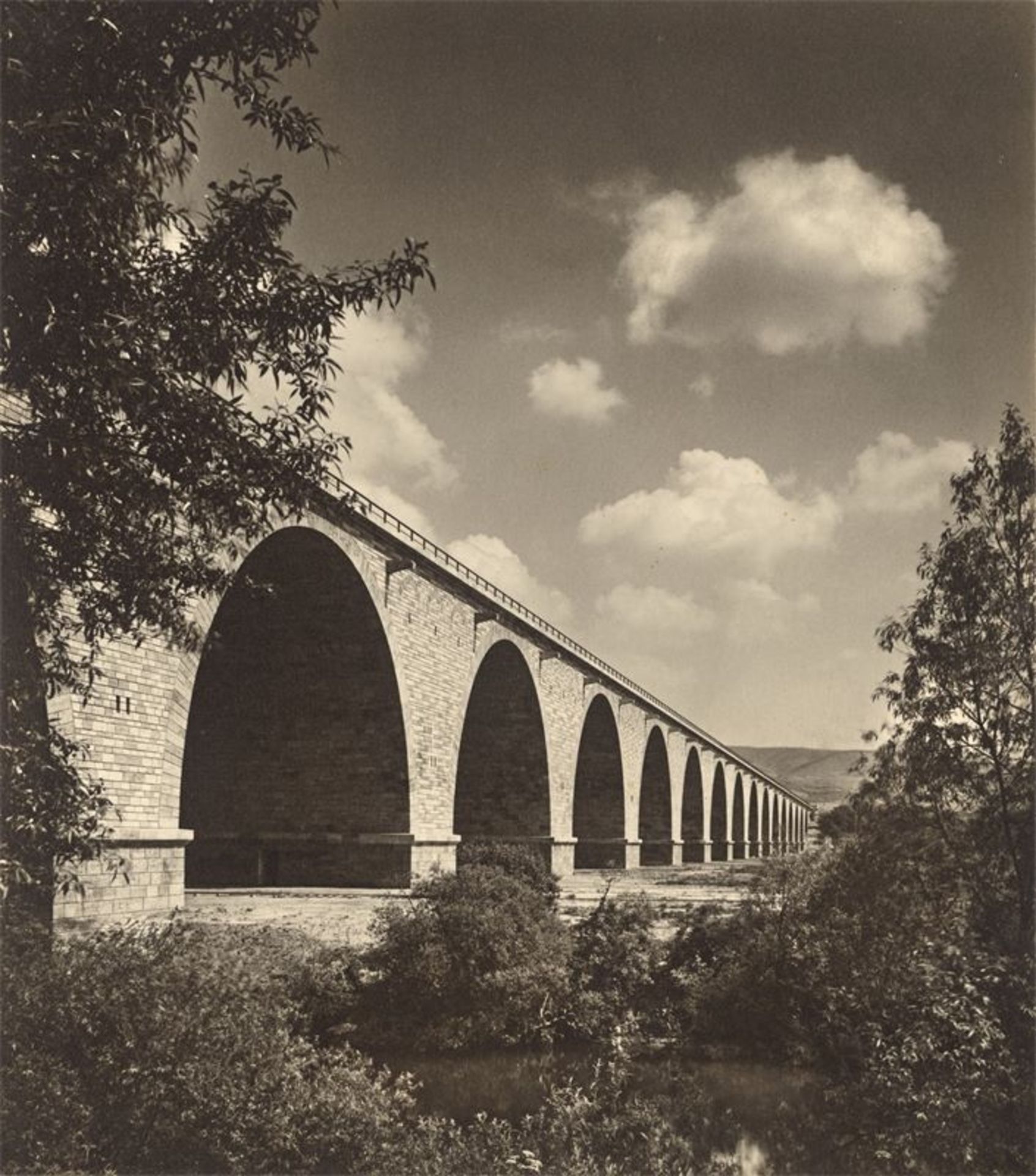 Karl Hugo Schmölz (Grafertshofen 1917 – 1986 Lahnstein)Reichsautobahnbrücke bei Jena. 1939Vintage.