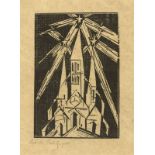 Lyonel Feininger (1871 – New York – 1956)„Kathedrale“. 1919Holzschnitt auf gelblichem