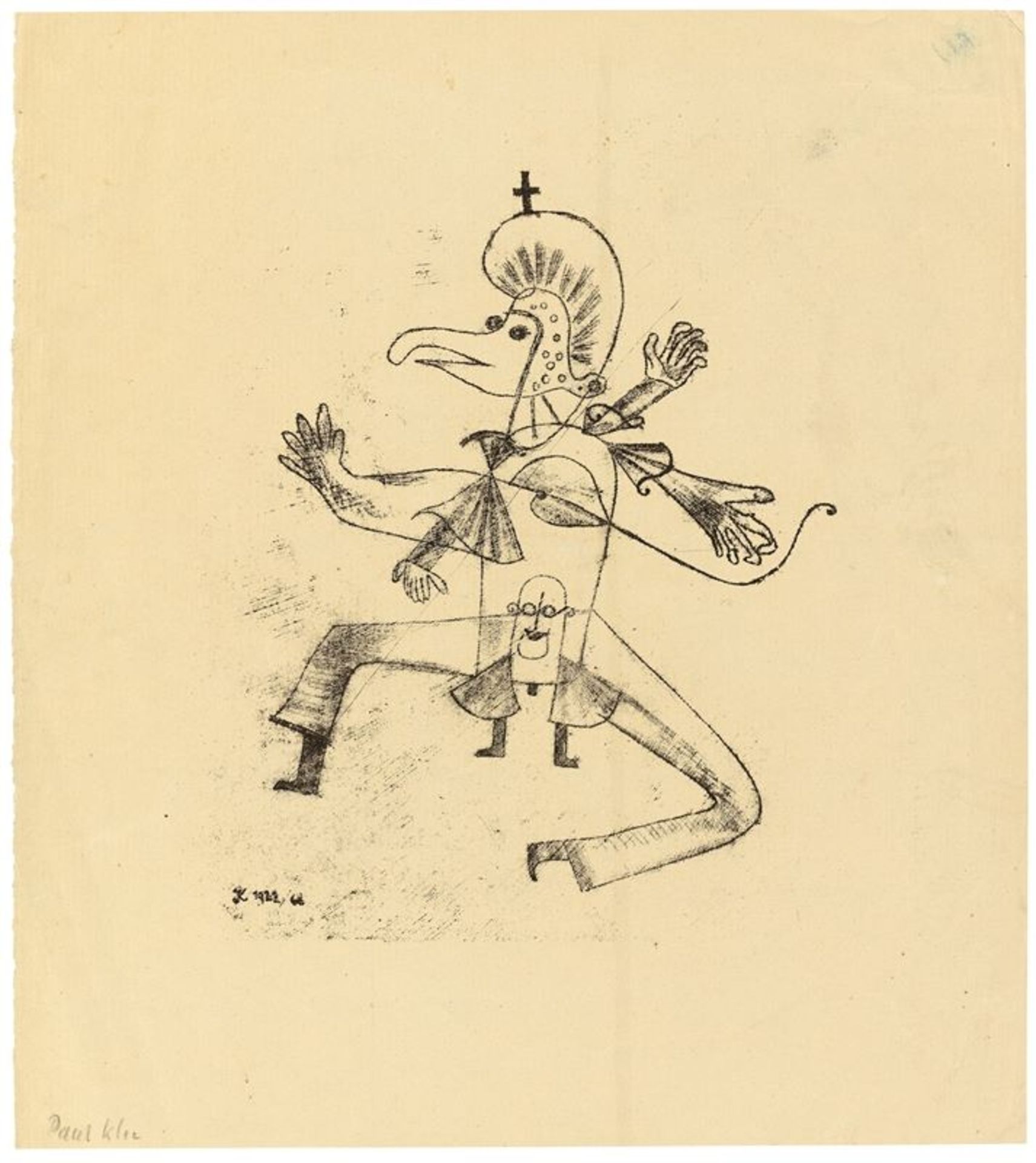 Paul Klee (Münchenbuchsee 1879 – 1940 Muralto bei Locarno)„Narretei“. 1922Lithografie auf Bütten.